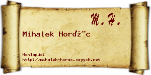 Mihalek Horác névjegykártya